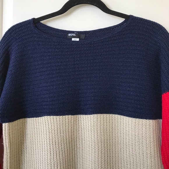 Urban Outfitters red navy colorblock sweater, L - Picture 3 of 6